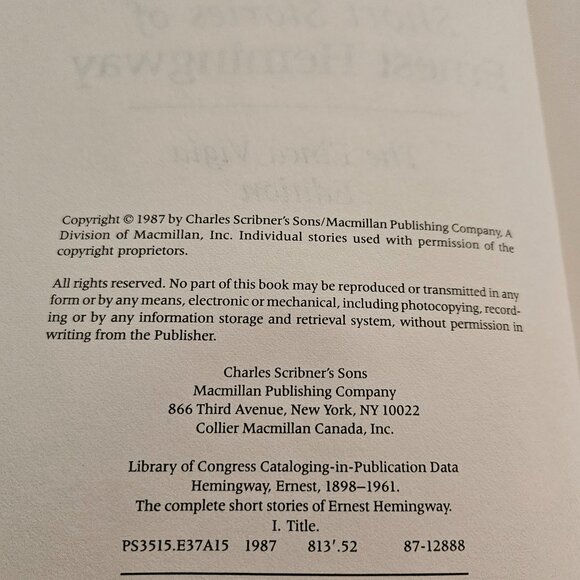 1rst edition short stories Ernest Hemmingway - Picture 2 of 4